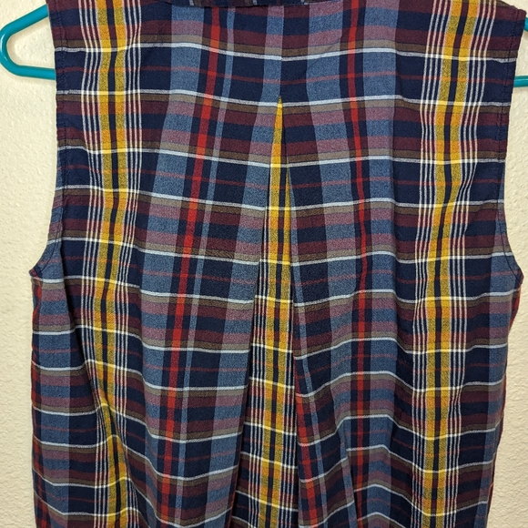 Madewell Plaid Button Down Tank Top with Fringe and Collar Medium - Picture 7 of 7
